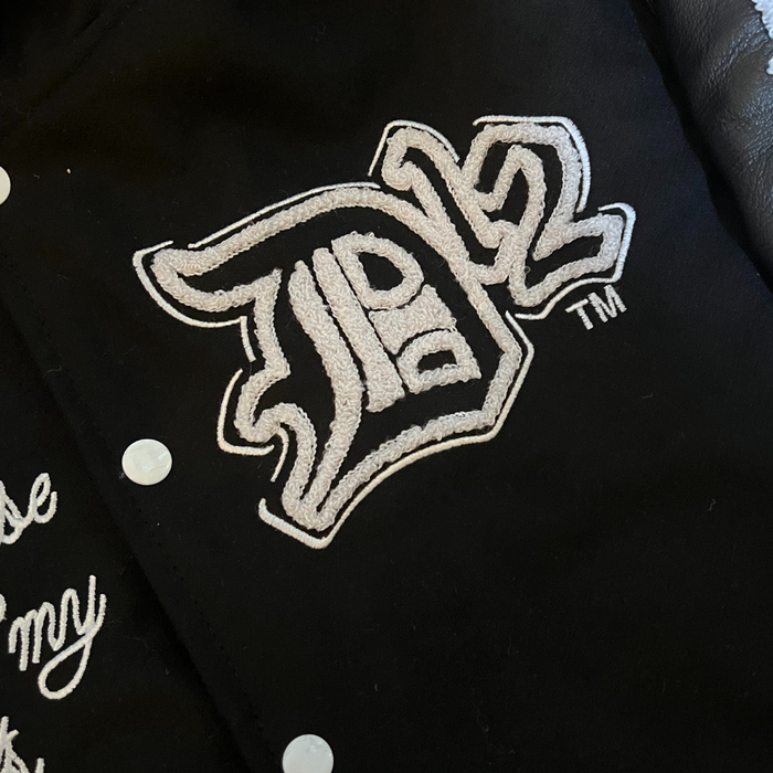 D12 Hooded Leather-Sleeved Varsity Jacket