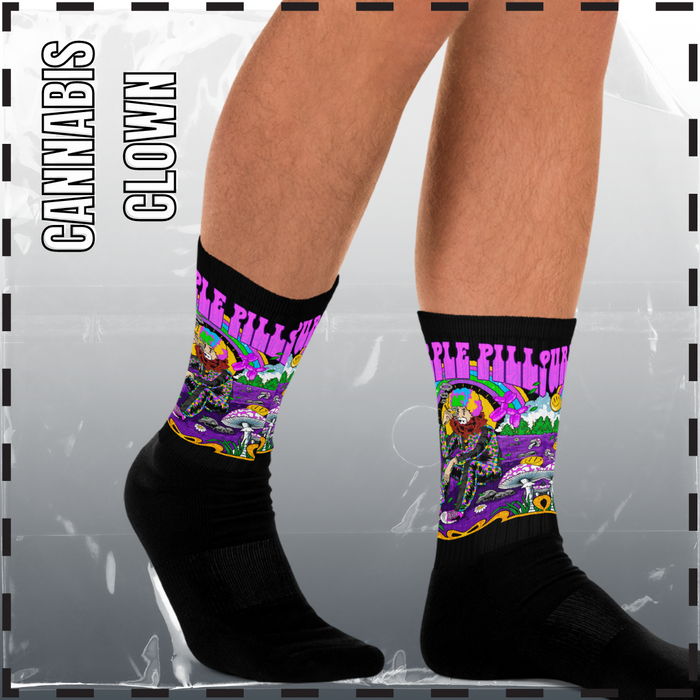 Purple Pill Cannabis Clown Socks