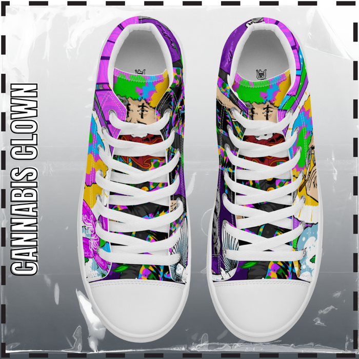 Purple Pills Cannabis Clown High top canvas shoes