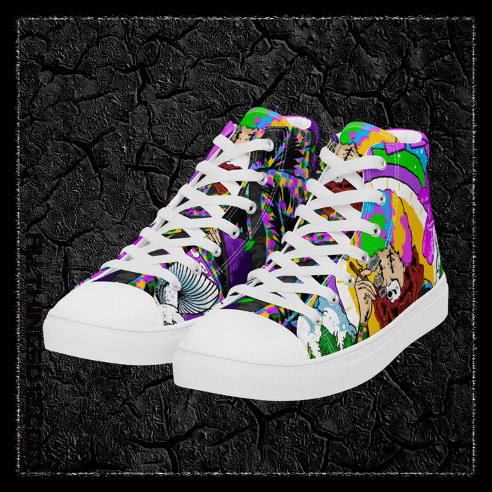 Purple Pills Cannabis Clown High top canvas shoes