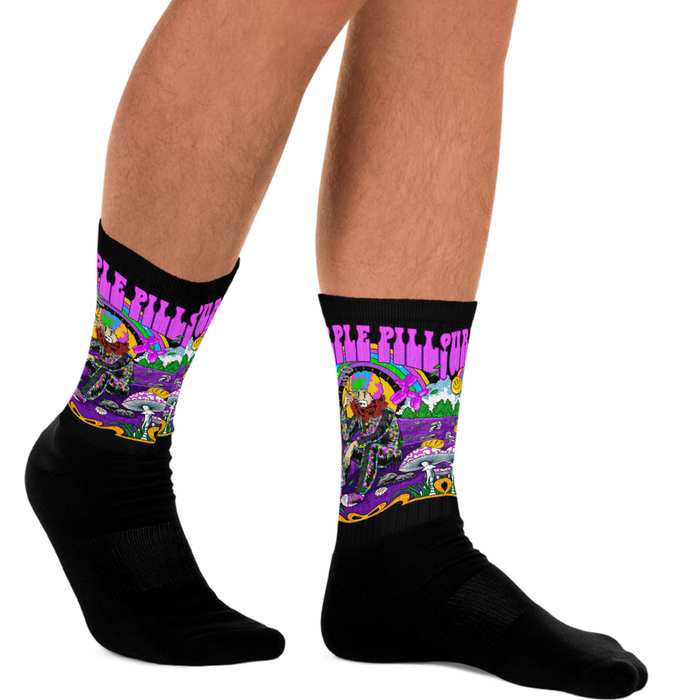 Purple Pill Cannabis Clown Socks