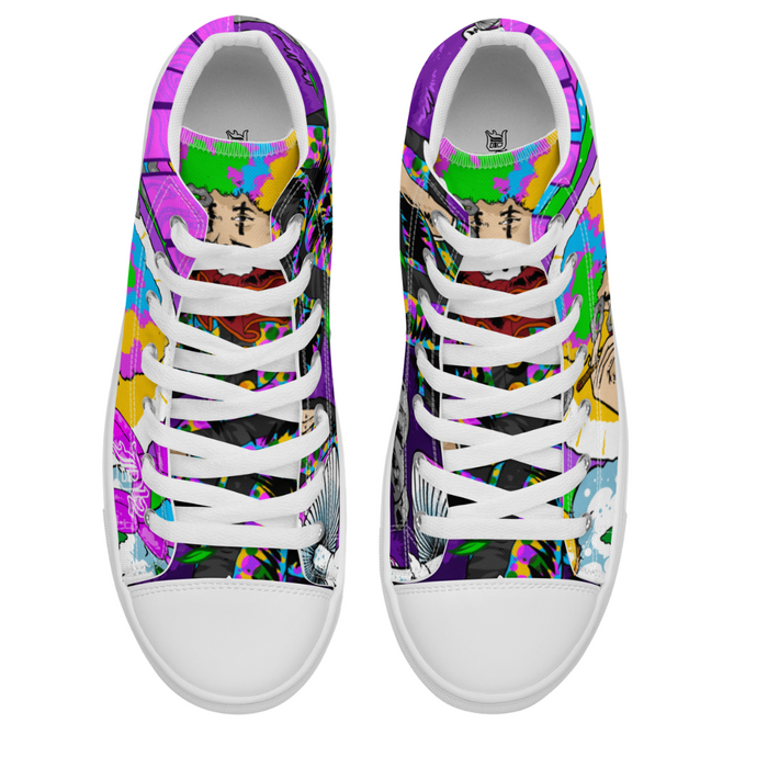 Purple Pills Cannabis Clown High top canvas shoes