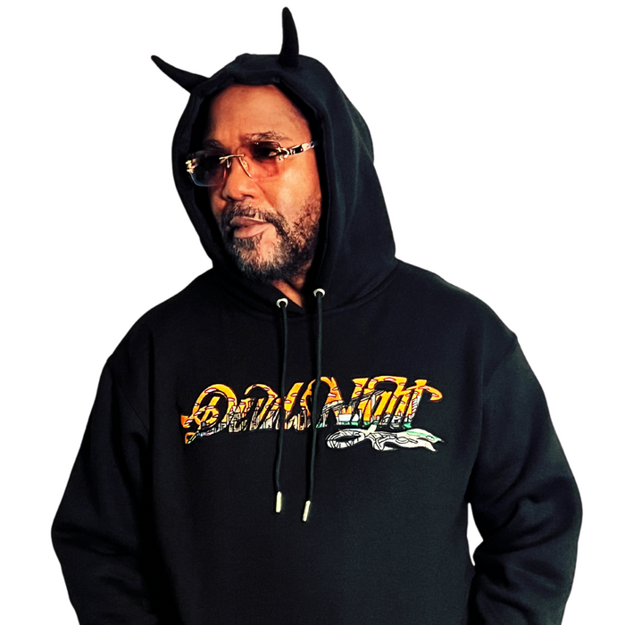 GET THE HORNS EMBROIDERED HOODIE W/ BUILT IN HORNS