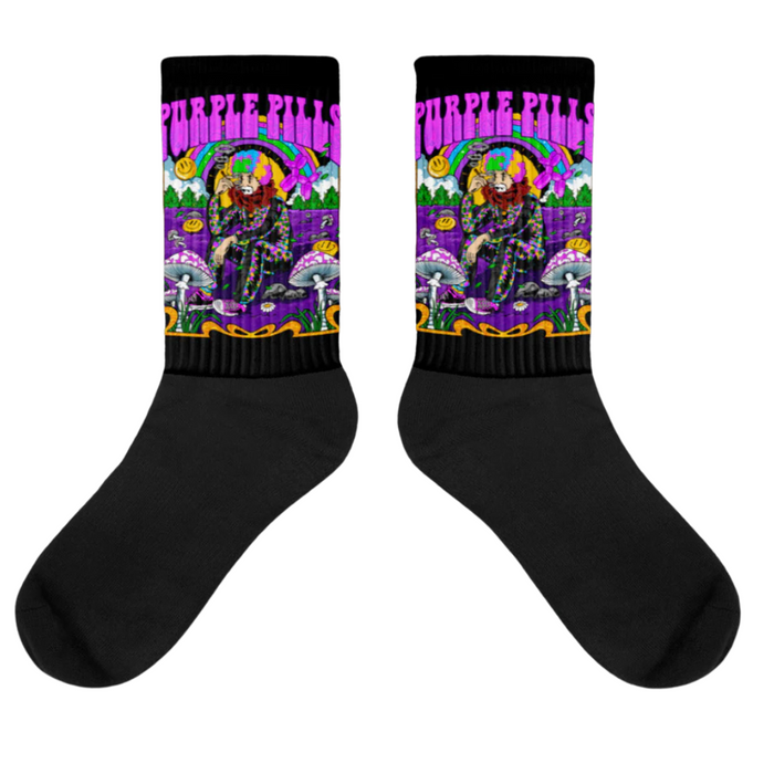 Purple Pill Cannabis Clown Socks