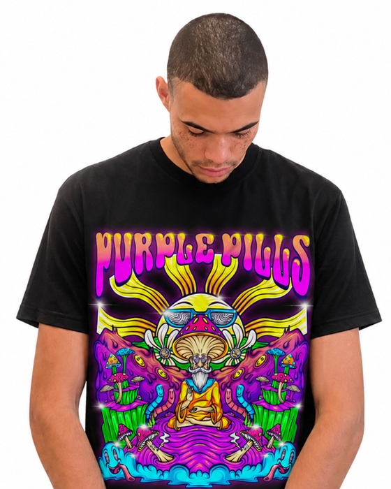 Purple Pills Mushroom Mountain T-shirt