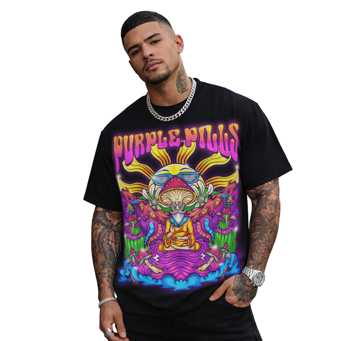 Purple Pills Mushroom Mountain T-shirt